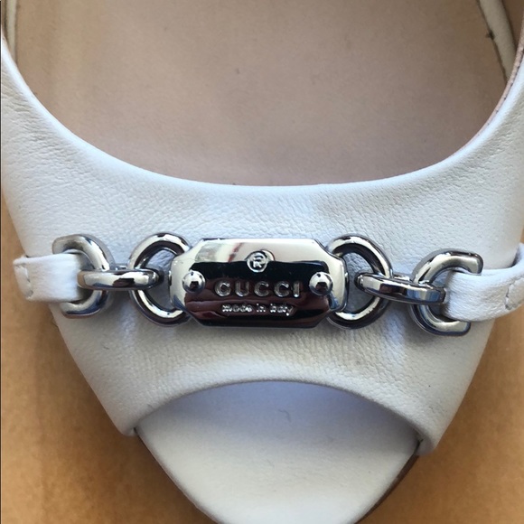 NWT Gucci White Peep Toe Sling Back Pump - Picture 3 of 8